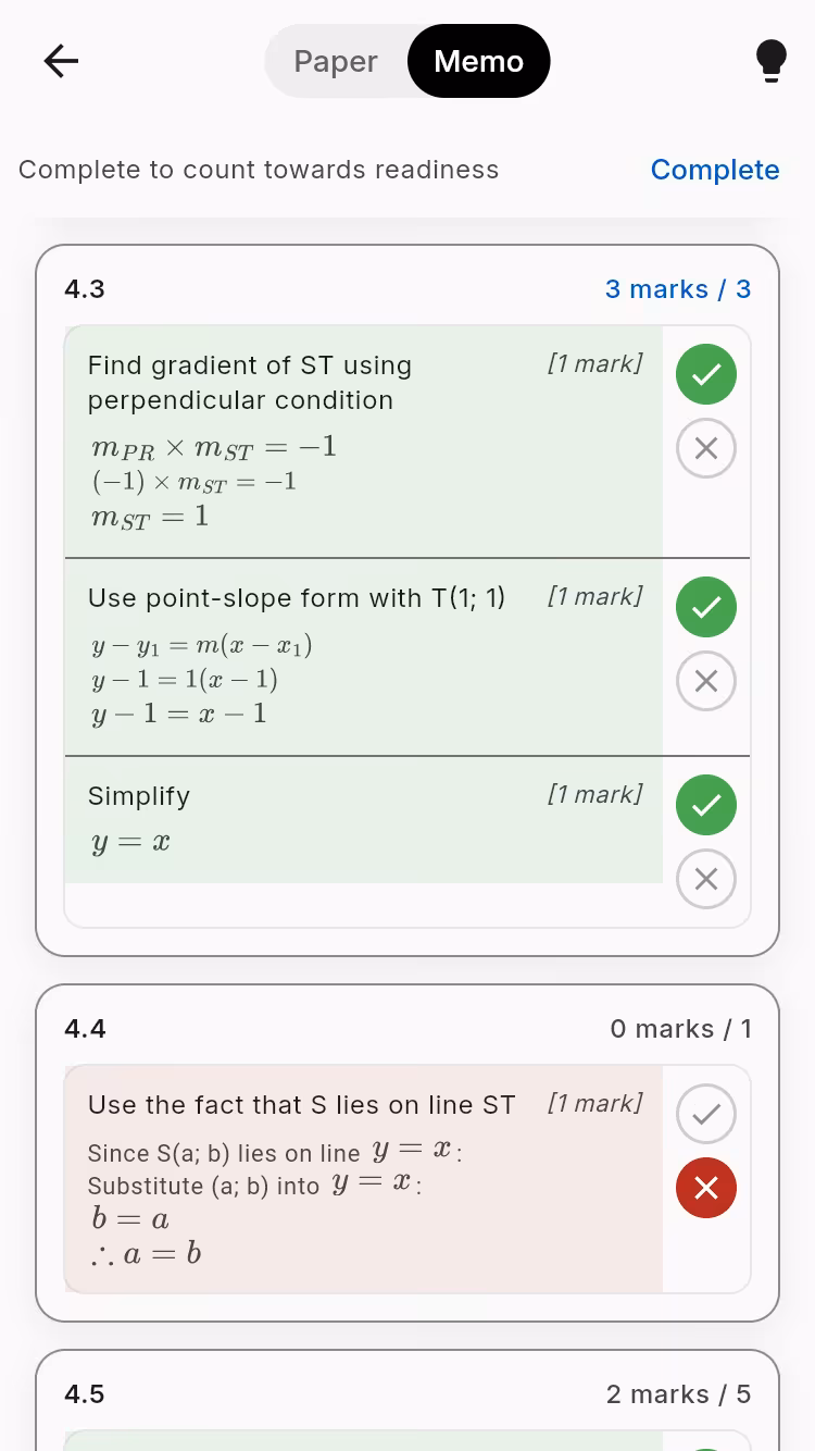 Paper detail with marking guidance
